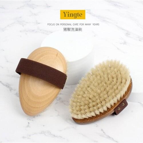 Cross-Border Factory Wholesale Bath Brush Wooden round Head Bath Brush Adult Bath Brush Bristle Fur Bath Brush