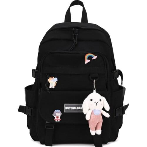 Preppy Style Buckle Student Backpack School Bags For Teenager Girls Waterproof Nylon Women Backbag Female Kawaii Travel Bagpack