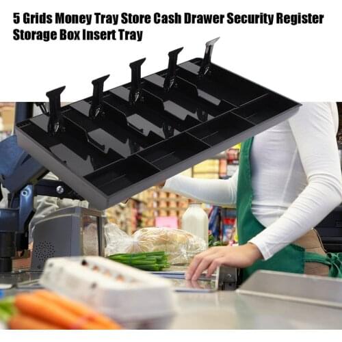 Ultralight 5 Grids Money Cash Coin Register Insert Tray Replacement Cashier Drawer Storage Cash Register Tray Box Classify Store