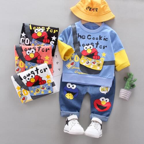 Spring Autumn Children Boys Girsls Clothing cartoon Long Sleeve Letter Sets Kids Clothes Tracksuit Baby T-Shirt Pants 2 Pcs/Suit
