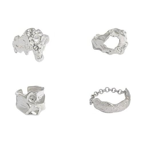 1pc Authentic 925 Sterling silver irregular Molten lava concave Texture Band Ring ADJUST jEWELRY TLJ1461