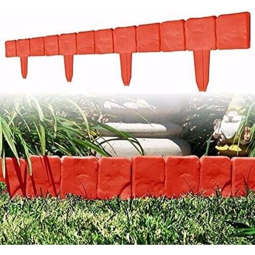 10Pcs Garden Fence Edging Cobbled Stone Effect Plastic Lawn Landscape Edging Plant Border DIY Decorations Flower Bed Border