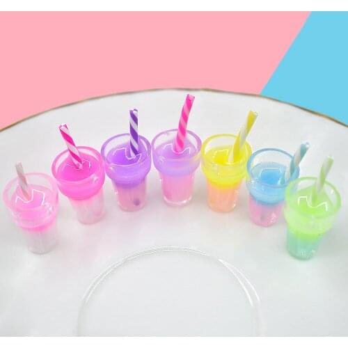 14*14*20mm Summer Drink Bottle Resin Cabochons Ornament Accessories 3D Colorful Cup Shape Embellishments Scrapbooking 10pcs