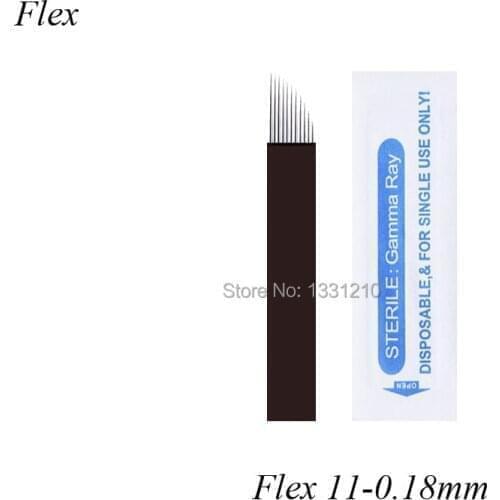 200 x Microblading Semi Permanent Makeup Manual Eyebrow Tattoo Blades 11 Needles 0.18mm Black for Tobori Pen