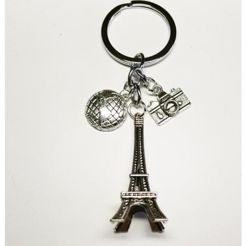 20191PC Earth Paris Tower Keychain Camera Pendant Travel Key Ring Friendship Best Friend Jewelry Diy Handmade XKXLHJ