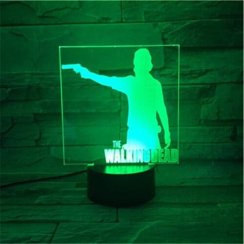 3D The Walking Dead Night Light 7 Colors Changing Desk Lamp Novelty Nightlight for Child Halloween Gifts Free Dropship 561