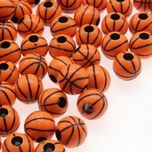 50pcs Basketball Acrylic Round Spacer Ball Beads For DIY Jewelry Making