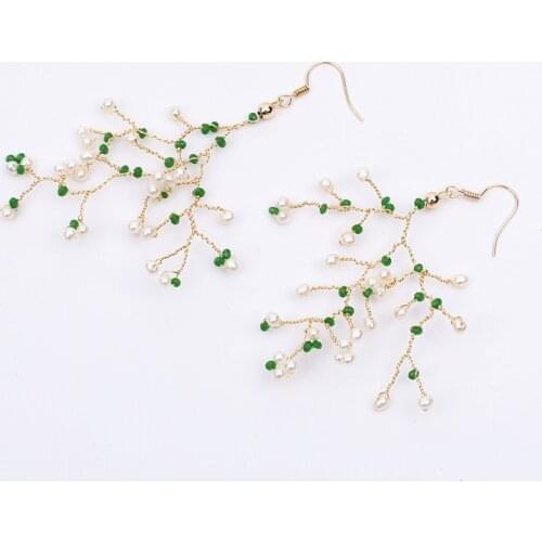 Free shipping Bohemia tree branch high quality pure 925 silver hook oversize lady ear ring, natural pearl jewelry