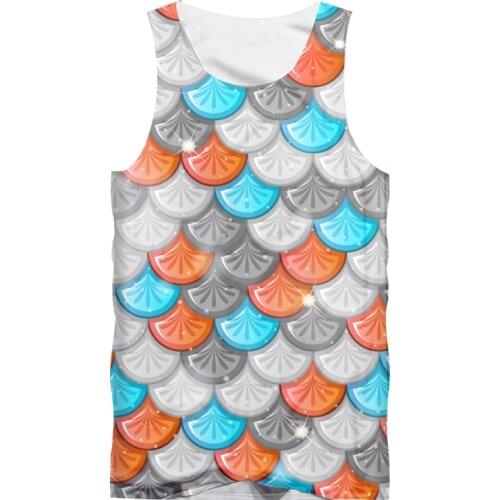 IFPD Free Shipping Sleeveless Shirts Mermaid Women/mens Cool Print Fish Scale 3D Tank Top Man Bodybuilding Fintess Casual Vest