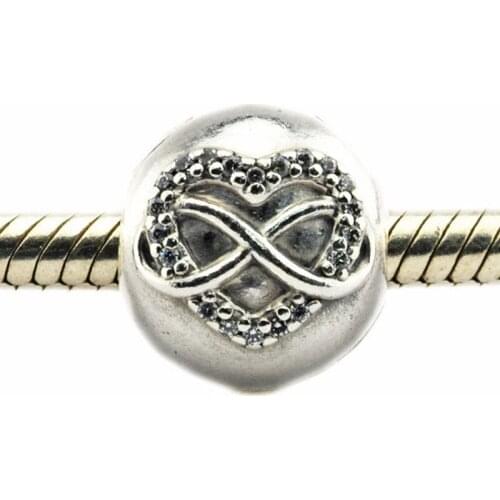 Infinity Heart Beads for Jewelry Making Clear CZ Round Clip Beads for Silver 925 Original Charms Bracelets Women Jewelry DIY