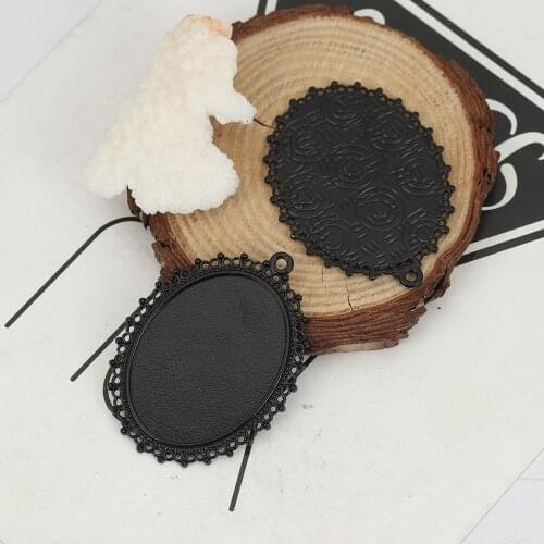 DoreenBeads Fashion Zinc Based Alloy Cabochon Settings Pendants Owl Animal Lotus Flower Silver Color Black DIY Charms , 5 PCs