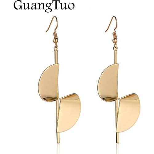 European & American Brand Exaggerated Abstract Glossy Metal Spiral Distortion Drop Earrings For Women Long Tassel Party Jewelry