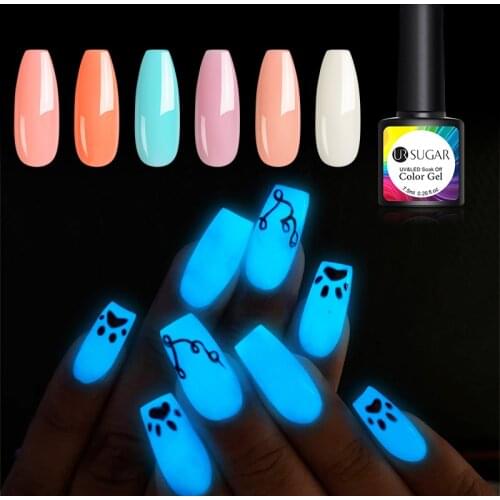 UR SUGAR Neon Luminous Gel Nail Glitter Polish 12 Colors Gel Luminous Varnish Fluorescent Nail Polish Glow in the Dark