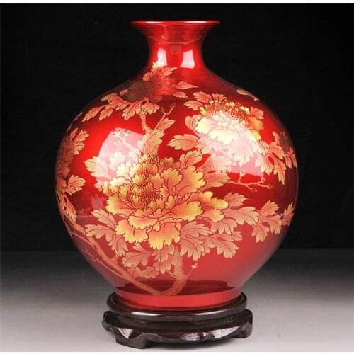 Glazed Peony Flower Ceramic Vases for Home decor porcelain vase ceramic vase