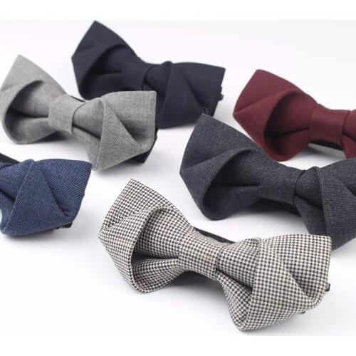 New Boxed Classical Formal 100% Wool Bow Tie Gravata Multiple Colors Houndstooth Pattern Necktie Mens Luxury Stereo Bowtie