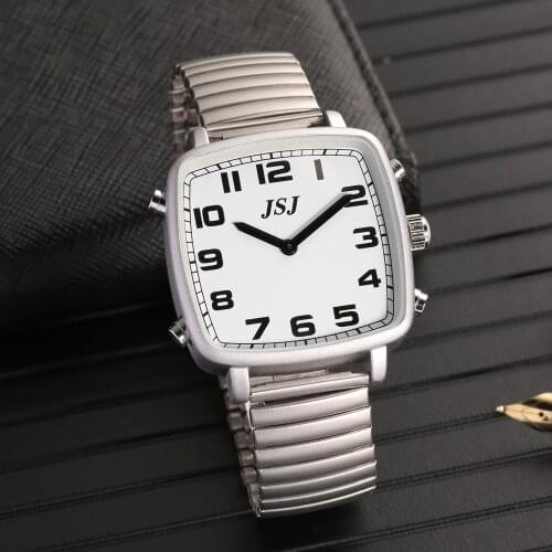 Square English Talking Watch with Alarm,White Dial TESW-18A