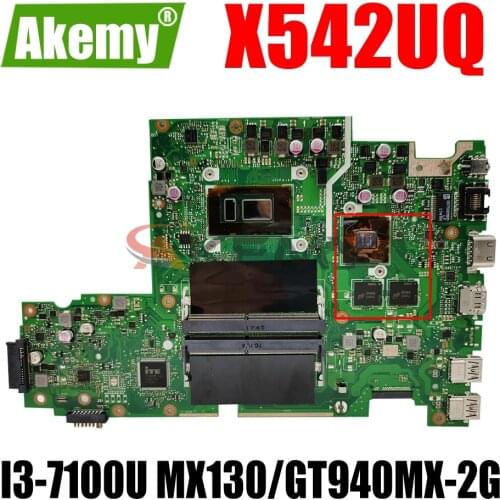 AKEMY X542UQ LaptopMotherboard For ASUS VivoBook X542UF X542UR X542U FL8000U V587UN Original Mainboard I3-7100U MX130/GT940MX-2G