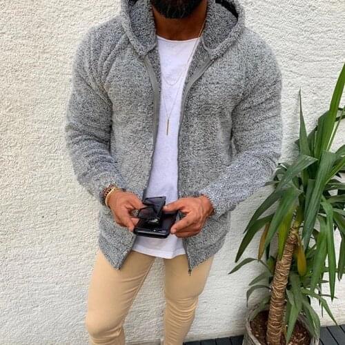 Mens Cardigan Zipper Hooded Jacket Winter Warm Thick Coat Slim Casual Male SportsWear Tracksuit Hoodies Fleece Outwear Clothing
