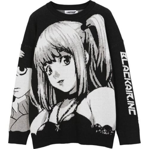 Mens Harajuku Sweater Hip Hop Loose Streetwear Cartoon Vintage Retro Japanese Clothing Girl Knit fashion Couple Sweater Pullover