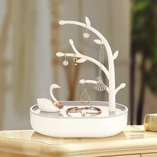 New Nordic Swan Jewelry Organizer Rack 2 Tier Plastic Makeup Storage Boxes Bathroom Accessories Stand Shelf Accessories Box Case
