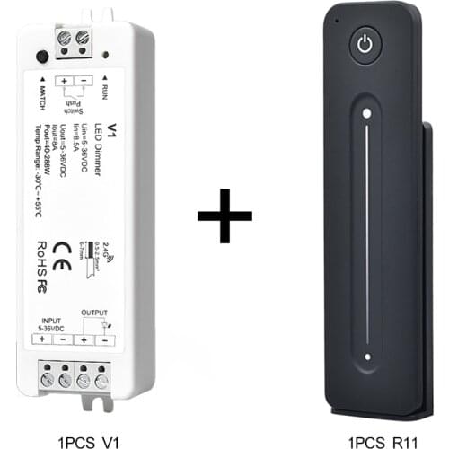 1CH*8A 5-36VDC Single Color Controller,Push Dim V1 With 1 Zone/ 4 Zones Remote Control
