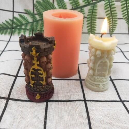 Skull Tower Candle Mold Resin Silicone Clay Mould Home Decorating Tools Table Decor