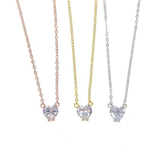 Simply Chain Necklace Small Round carat Hearts and Arrows Cubic Zirconia Pendant OL Style delicate Necklace for Women Factory