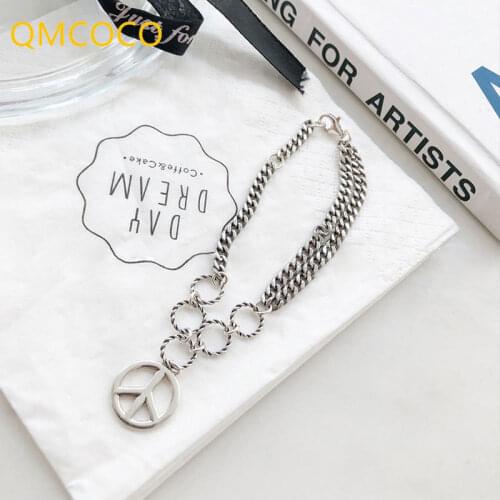 QMCOCO Classic Punk Circular Bracelet For Woman INS Simple Personality Fashion Trendy 925 Silver Fine Jewelry Hand Accessories