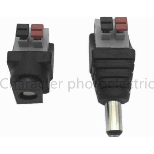 DC Connector for LED Strip Design Clip Spring Connector 5.5*2.1mm Male Female DC Connector Adapter, 5pcs/lot