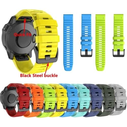 26 22MM Silicone Quick Release Watchband Strap for Garmin Fenix 6X 6 6S Pro smartwatch Easyfit Wrist Band Strap Fenix 5X 5