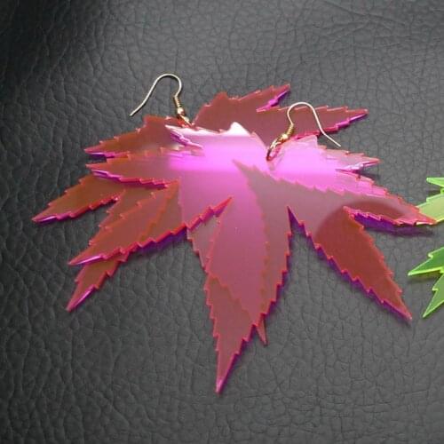 Euramerican Hyperbole Red Maple Leaf Earrings For Women Vogue Big Acrylic Cool Clear Leaf Hiphop Earrings Drop shipping E18178