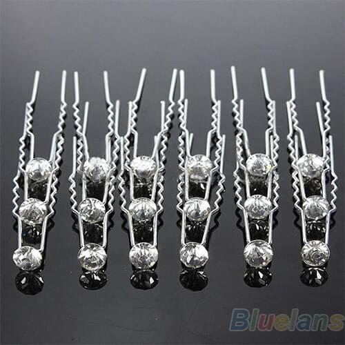 20Pcs Sliver Wedding Party Bridal Crystal Rhinestone Diamante Clips Hairpin