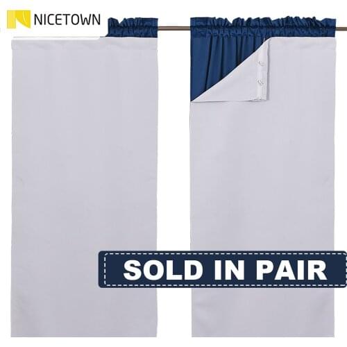 NICETOWN Blackout Draperies Curtain Liners Thermal Insulated Rod Pocket Blackout Curtain Set for Living Room Bedroom Kitchen