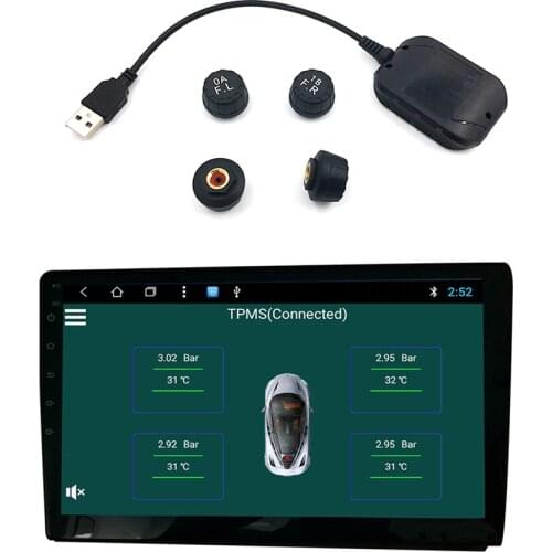 TPMS USB Tire Pressure Monitoring System Tyre LCD Display Internal TPMS2 External Sensor For Car DVD Player Android Physical