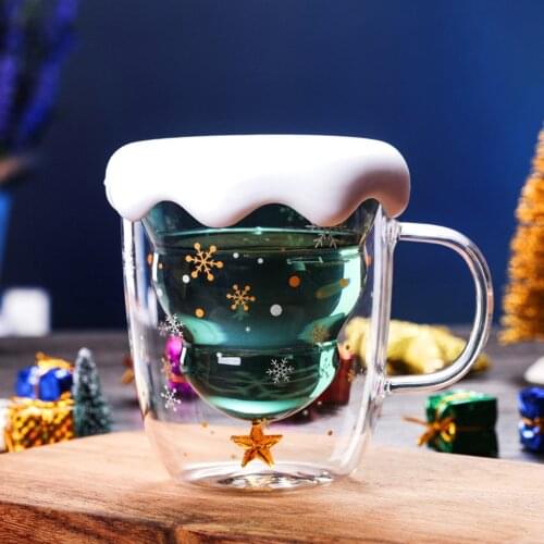 Creative Glass Mug Christmas Tree Shaped Cups Valentines Day Xmas Gifts