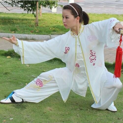 Embroidered Tai Chi Clothing Morning Exercise Costume Embroidery Veil Women Kung Fu Performance Clothing