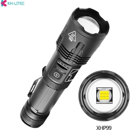 XHP99 Flashlight Powerful LED Flash Light Brightest Lantern Zoomable 18650 or 26650 Camping USB Rechargeable Hunting Torch
