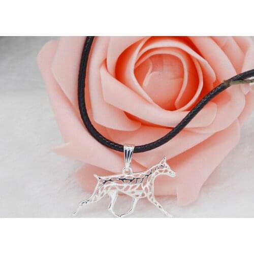 Jewelry Rope Chain Alloy Pendant Necklaces Loverss Pet Doberman Dog Necklaces