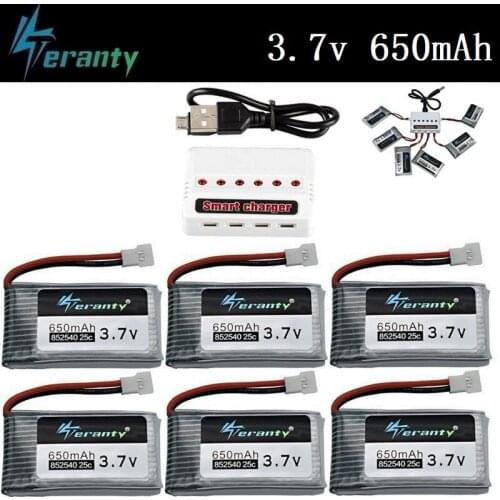 6-in-1 3.7v 650mah Lipo Battery Charger Set For X5 X5C X5SC X5SW X6SW H9D H5C M68 FY550 HJ818 HJ819 L15FW 852540 RC Spare Parts