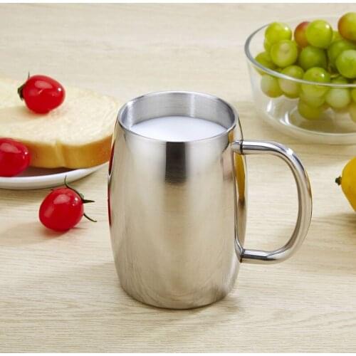 Mirror Light Stainless Steel Mug Water Cup 500Ml Beer Cup Coffee Cup with Handle Gift Cup