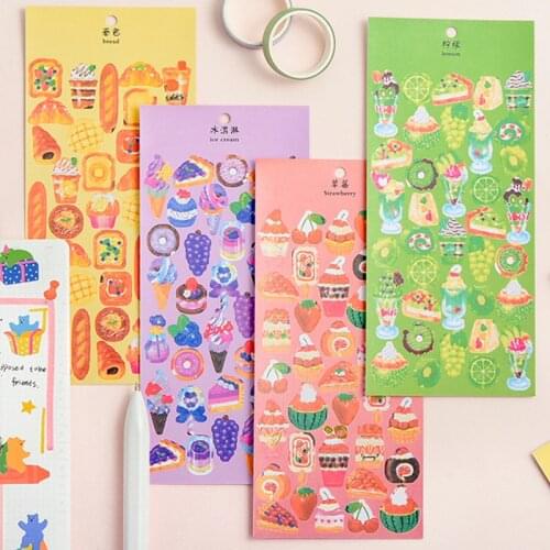1 Sheet Cute Fruit Bread Decorative Sticker Cartoon DIY Scrapbooking Album Journal Planner Stick Label Kawaii Stationery