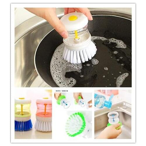 1PCS Creative hydraulic washing brush pot Washing Utensils Pot Dish Brush With Washing Up Liqui convenient cleaning brush