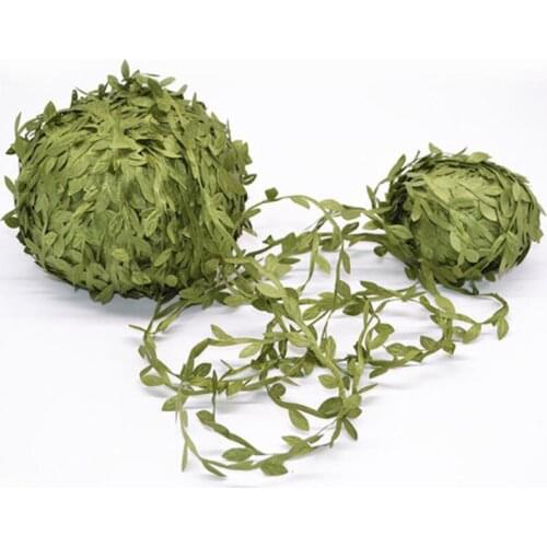 10M Wedding Decoration Supplies Silk Leaf Shape Handmade Artificial Green Leaf DIY Gift Party Decoration Craft Fake Flower -C