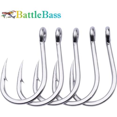 10pcs/lot 1/0-5/0 Strong stainless steel Jigging Hook Jig Big Fishing Hook Saltwater Fish Hook