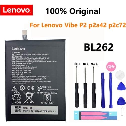 100% Original 5000mAh BL262 Battery For Lenovo Vibe P2 P2C72 P2A42 Mobile Phone Replacement Batteries Bateria