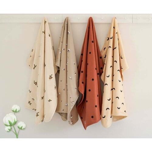 2021 Blankets Newborn Knitted Cotton printing Super Soft Infant Swaddle Baby Girls Boys Stroller Blanket Cobertor Infant solid