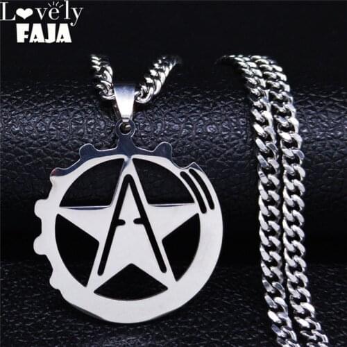 2021 Hammer and Sickle Anarcho Communism Silver Color Stainless Steel Pendant Necklace for Women/Men Marxism Pin Unionism N1057S