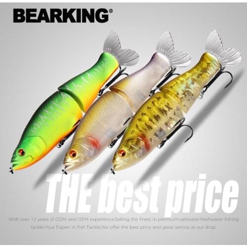 BEARKING 3pcs per set Best price Fishing Lures 135mm 1oz Jointed minnow Wobblers ABS Body with Soft Tail SwimBaits soft lure