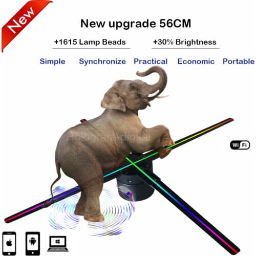 2020 3D60 3D Hologram Projector Light Advertising Display LED Fan Holographic Imaging Lamp 3D Remote Hologram Player