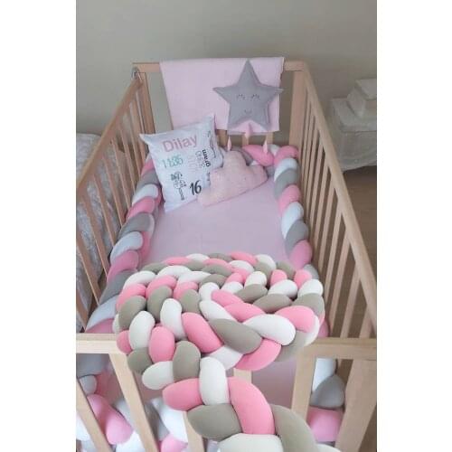 420 Cm 3'lü Mesh Shields 80x130 Mother So Growing Crib/mattress Protector Baby Bumper Bed Braid Knots pillow Cushion Bumper